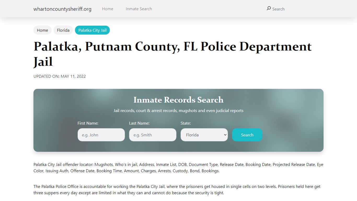 Palatka, FL City Jail Inmates, Arrests